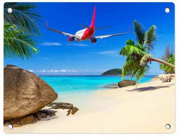 

Aircraft Low Above The Sea Metal Tin Sign, Wall Decorative Sign 12" x 8" for Home Kitchen Bedroom Dining Room Bathroom Decor