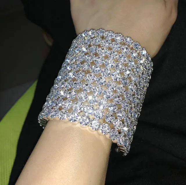 silver Ювелирные изделия для костюма, золотые, серебряные стразы, тянущийся браслет, вечерние, для невесты, нарукавник, много стилей - Окраска металла: silver