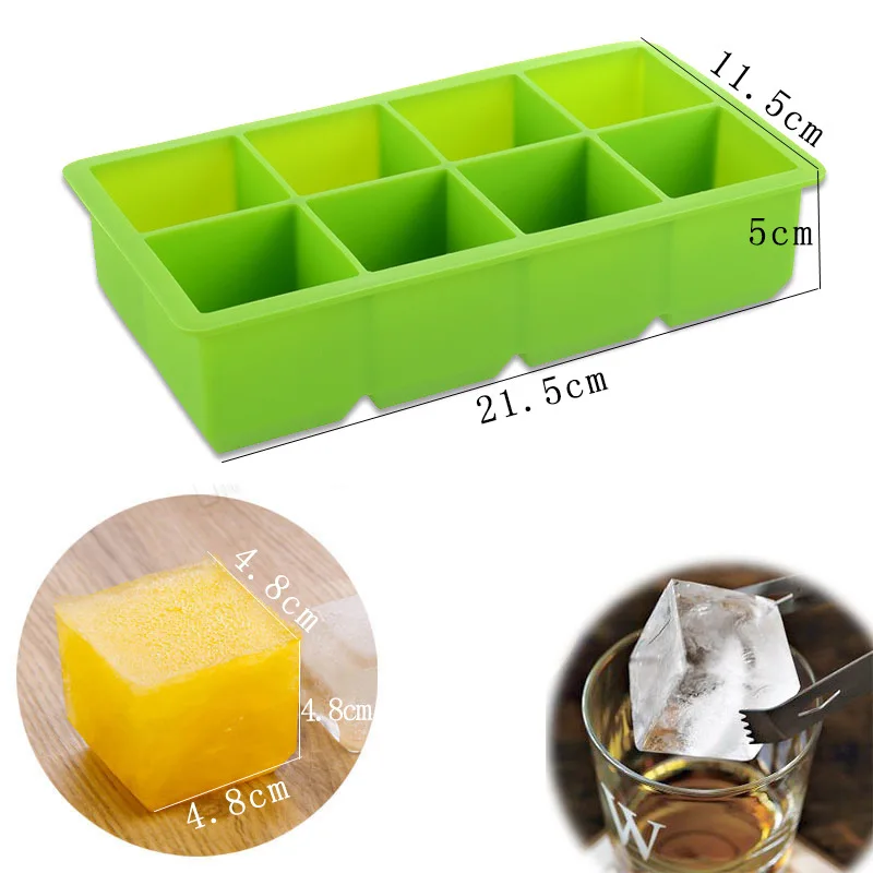 High Quality Ice Maker Popular DIY Square 8 Grids 1PC Cube Large Tray Silicone Kitchen Tools Mold |