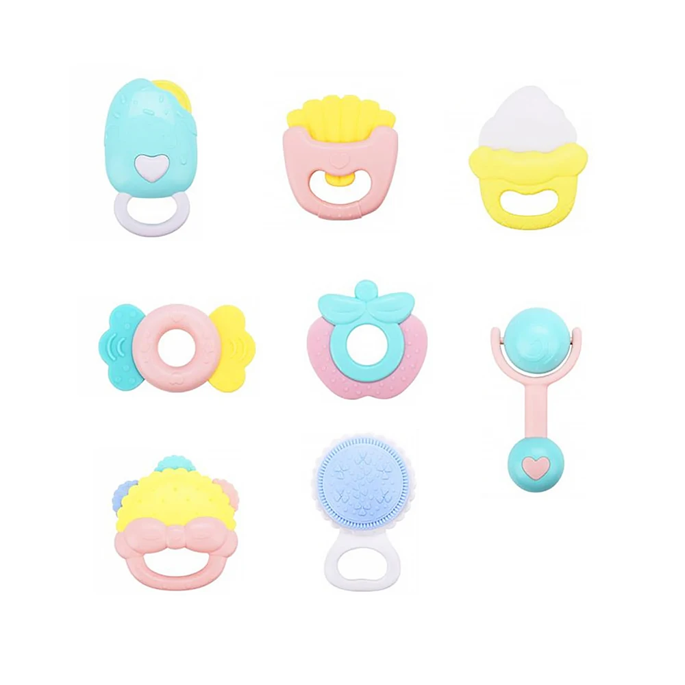 8-Piece Rattle Toy Cute Portable Safety Silicone Tooth Massage Baby Molar Stick rattle toy | Игрушки и хобби