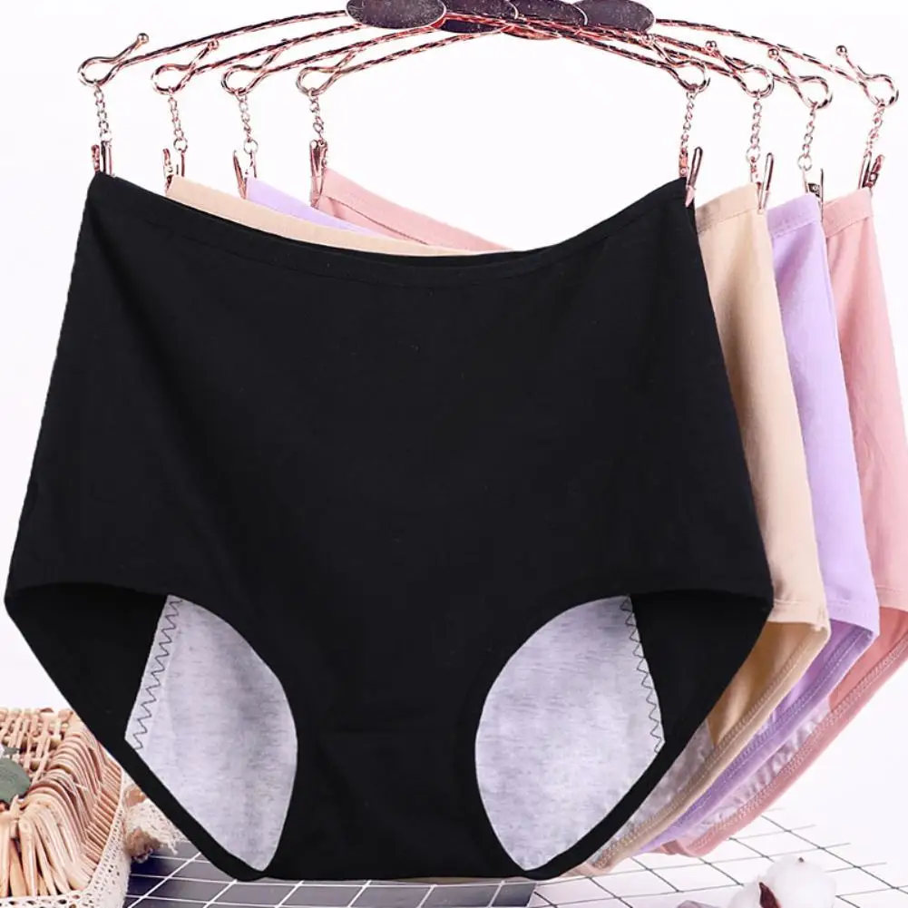 

Women Panties Lady Cotton Underwear Casual Seamless High Waist Menstrual Period Leak Proof Breathable Underpants Brief Plus Size