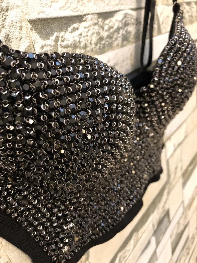 Sleeveless Backless Push Up Black Sequined Camis 2020 New Fashion Slim Adjustable Strap Comfortable Celebrity Camisole For Women