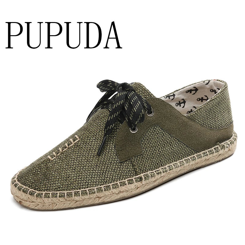 PUPUDA New Fisherman Shoes Breathable Espadrilles Men Fashion Casual Linen Summer Canvas Male Good Quality Sneakers | Обувь