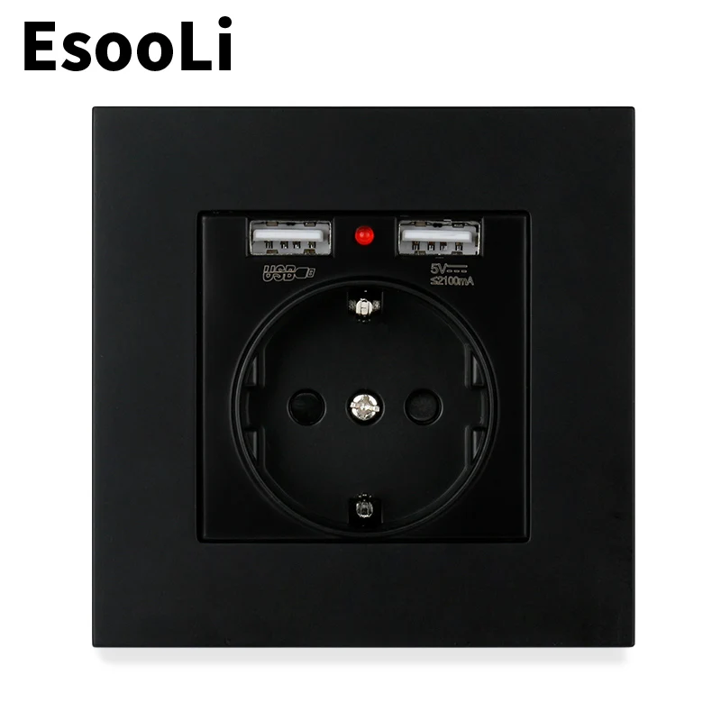 EsooLi PC Панель розетка настенное зарядное устройство адаптер двойной USB порт для
