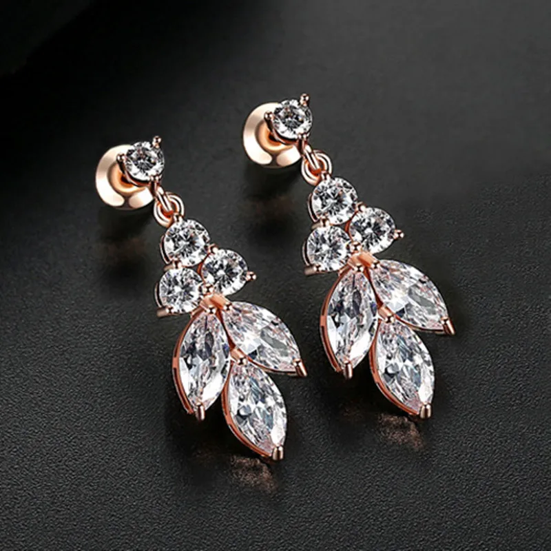 SLBRIDAL Pave Установка модный кубический цирконий серьги свадебные хрустальные серьги AAA класс CZ серьги Свадебные Висячие женские серьги