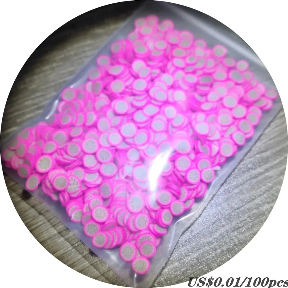 100 шт./пакет 12 Цвета фрукты Животные Полимерная глина блесток Типсы смешанные 3D