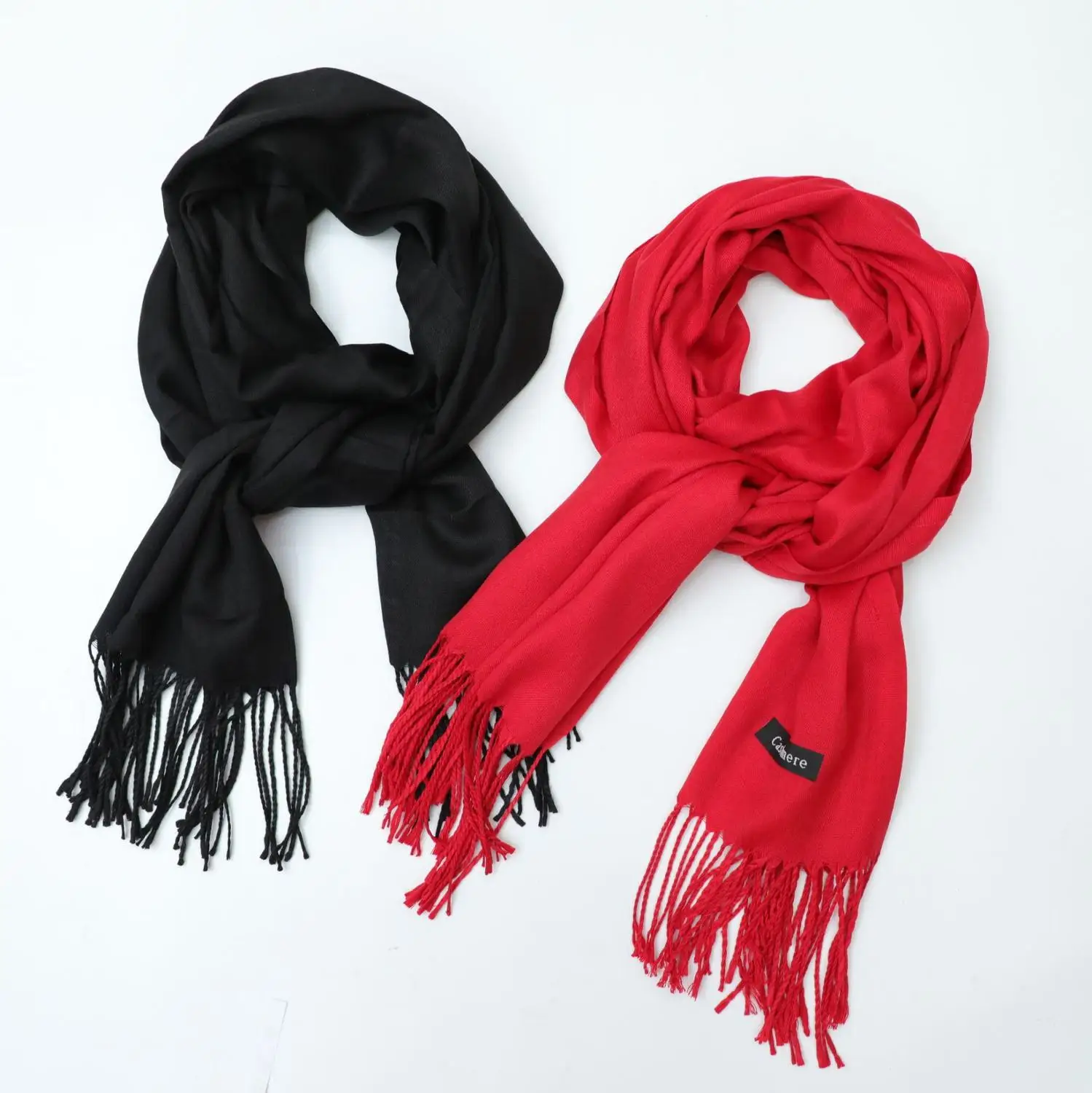 BUENOS осенне зимний искусственный кашемировый однотонный красный шарф большой