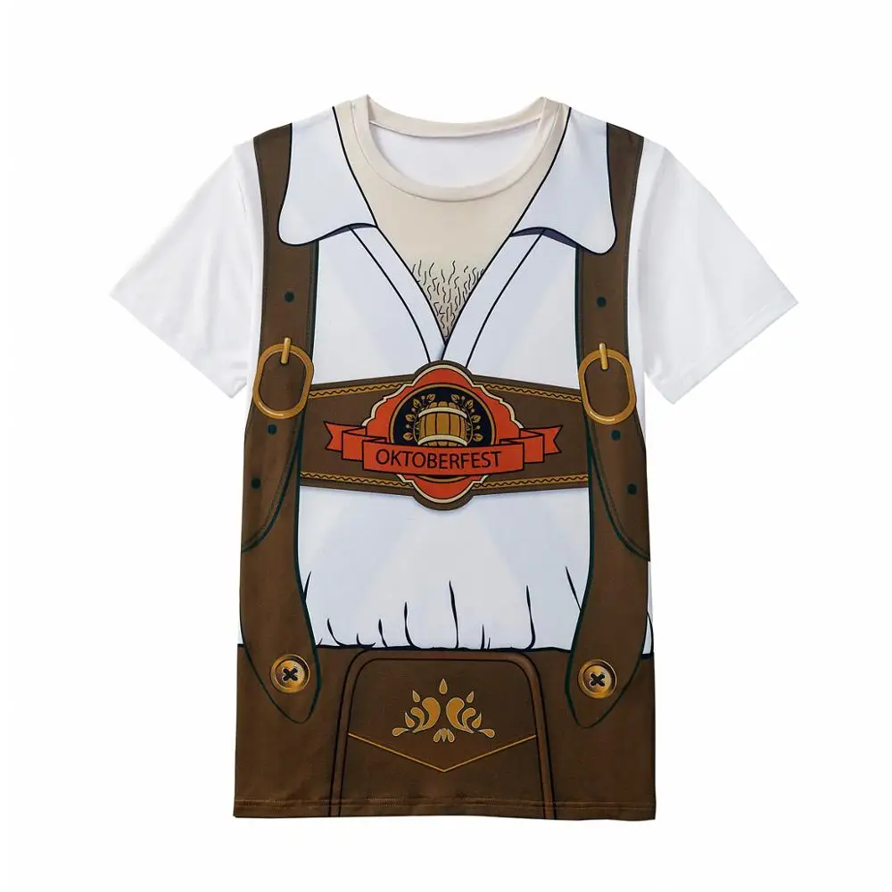 Мужской баварский костюм Октоберфест джемани 3D футболки забавное пиво фестиваль