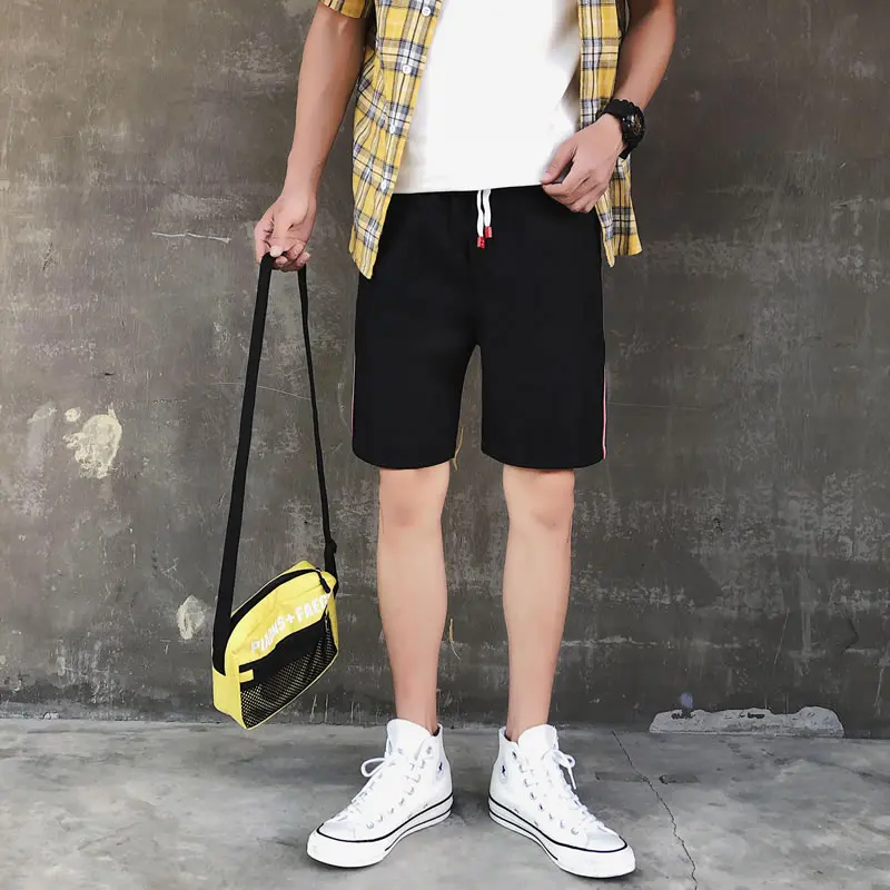 2020 Summer Men's Shorts Striped Casual Loose Knit Straight Elastic Waist Short Pants Male New Beach Men Plus Size 5XL | Мужская