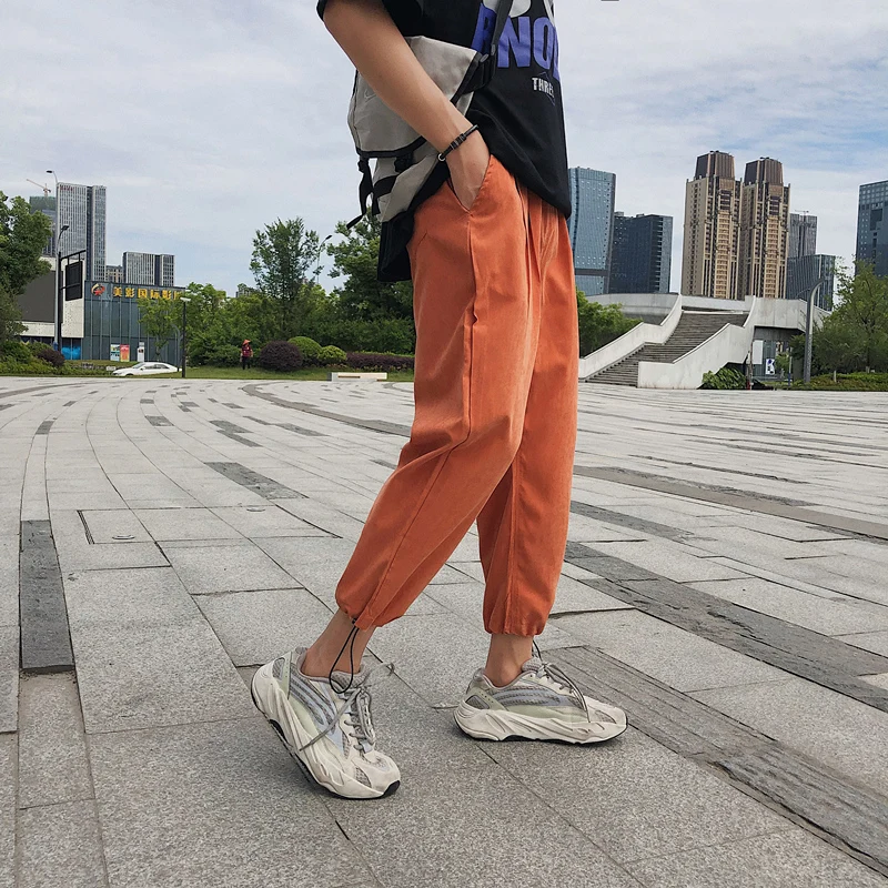 Брюки мужские цвета хаки Drawstring уличная одежда большого размера Harajuku горячая