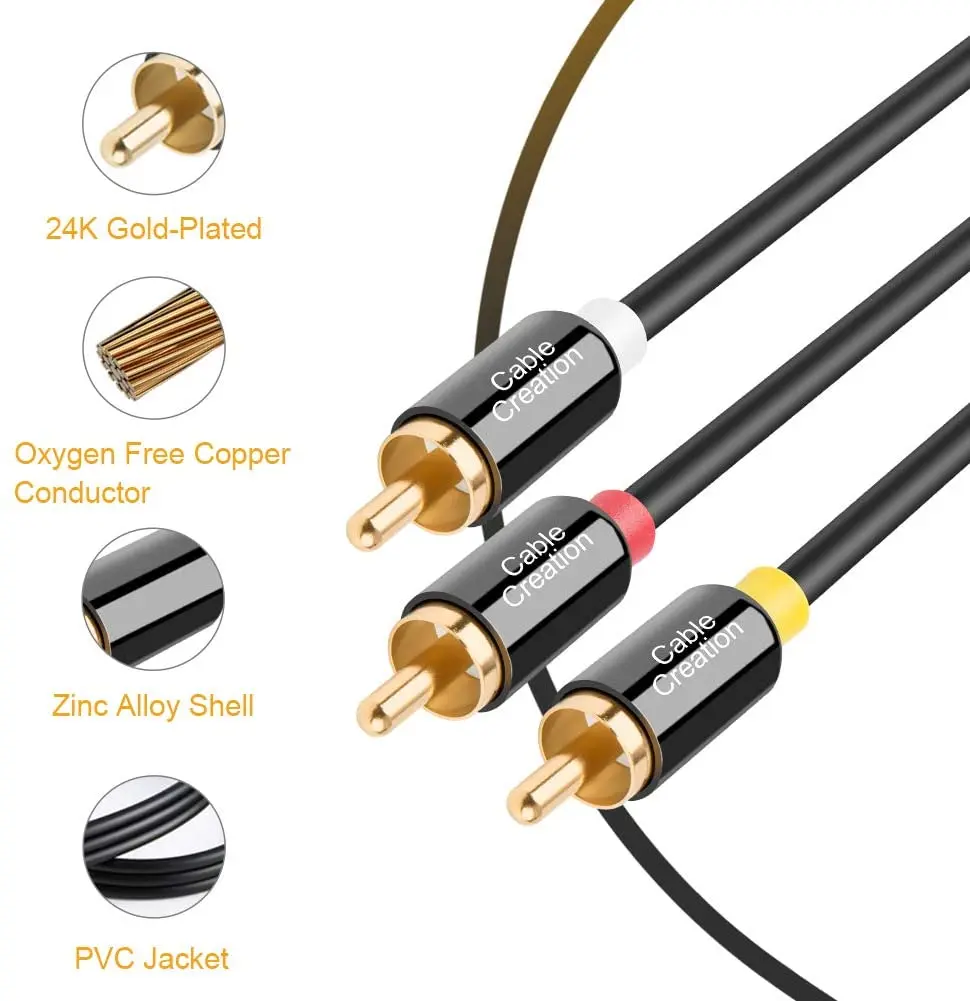 3 RCA кабеля Duble 3RCA композитный видео аудио A/V AV Y образный сплиттер кабель
