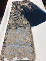 dark blue mesh gold flower lace fabric for fashion dress french lace fabric jrb 101201 embroidered lace fabric for fashion show