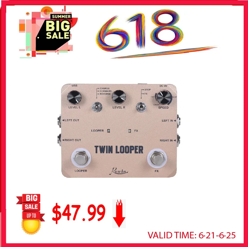 rowin ltl 02 twin looper pedal upgrades looper pedale für elektrische gitarre 10 min looping unbegrenzte undoredo funktion 11 arten p free globa