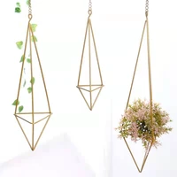 hanging air plant holder home garden hanging wall flower pots geometric planter metal airplant rack hanger plants decorations