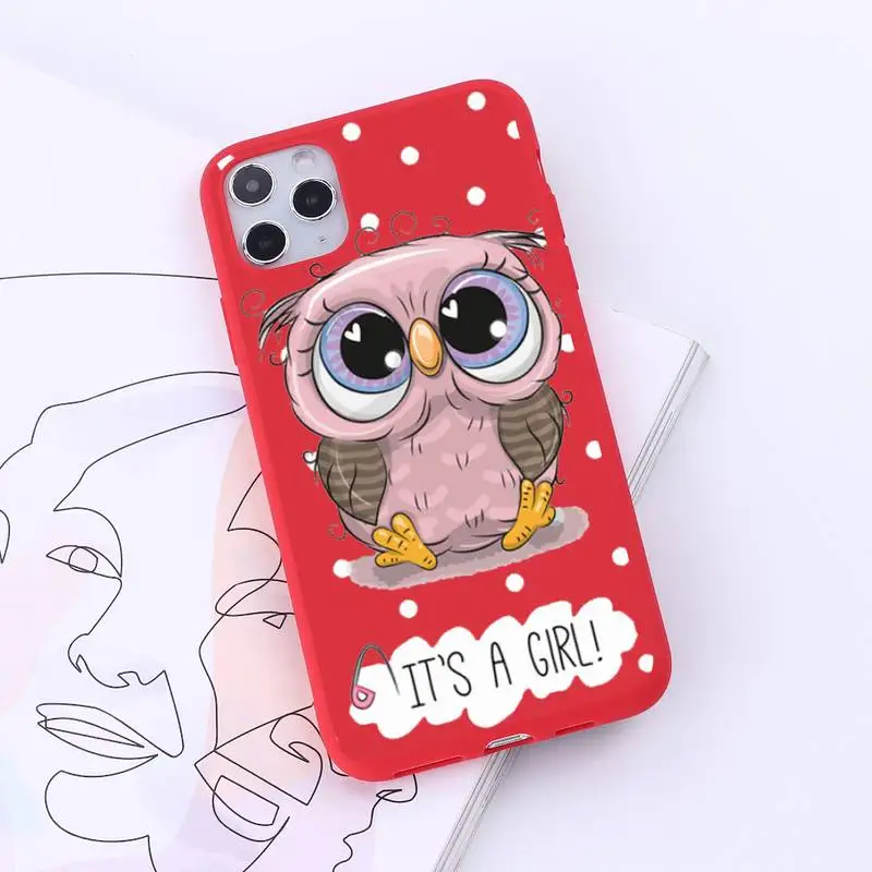 

Baby Cute Owl pattern fundas Phone Case Candy Color for iPhone 6 7 8 11 12 s mini pro X XS XR MAX Plus