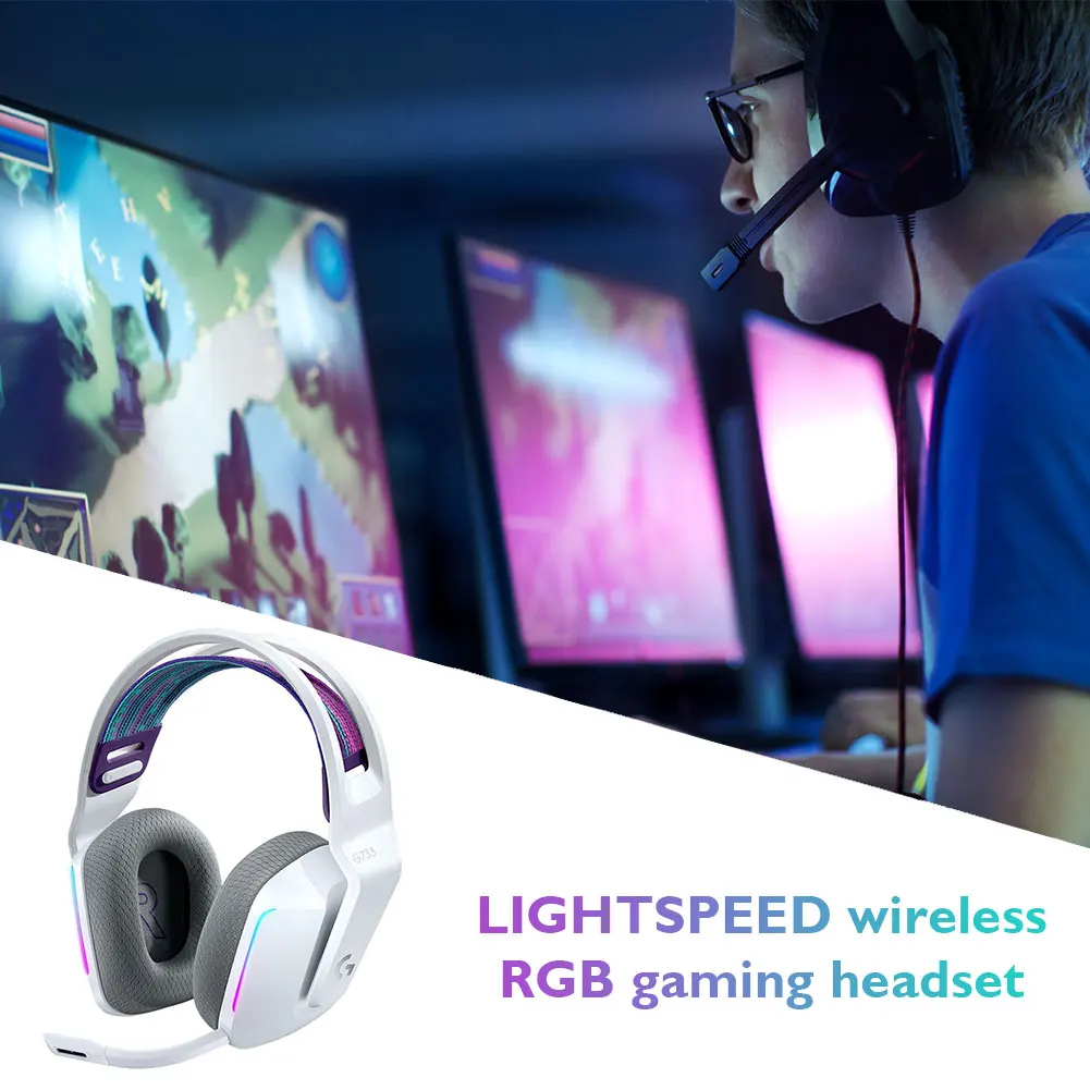 

Беспроводная игровая гарнитура Logitech G733 LIGHTSPEED RGB, игровые наушники DTS, наушники с шумоподавлением для геймеров