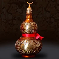 chinese good luck wu lou hu lu gourd cucurbit for wealth peaceful copper statue collectible figure sculpture charm amulet decor