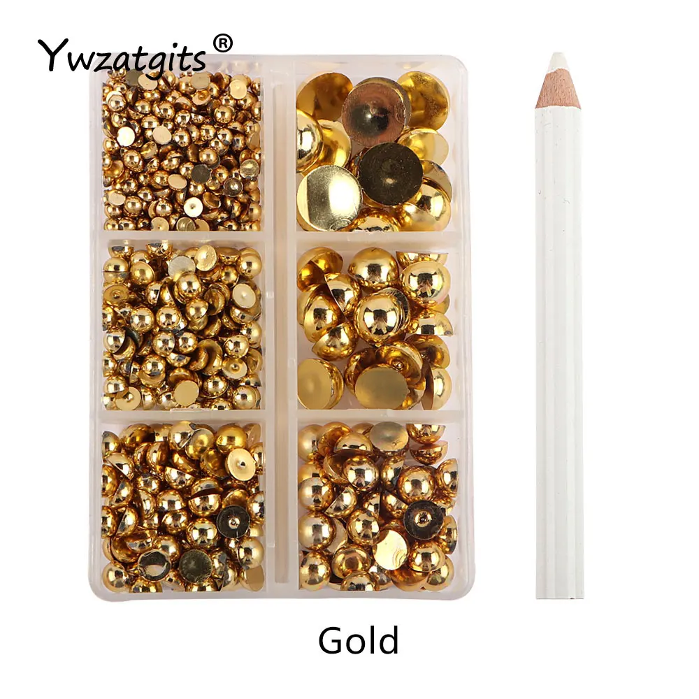 

Ywzatgits 720pcs Flatback Loose Pearl Beads WIth Drill Pen For Handmade Sewing Material Decoration YE0522