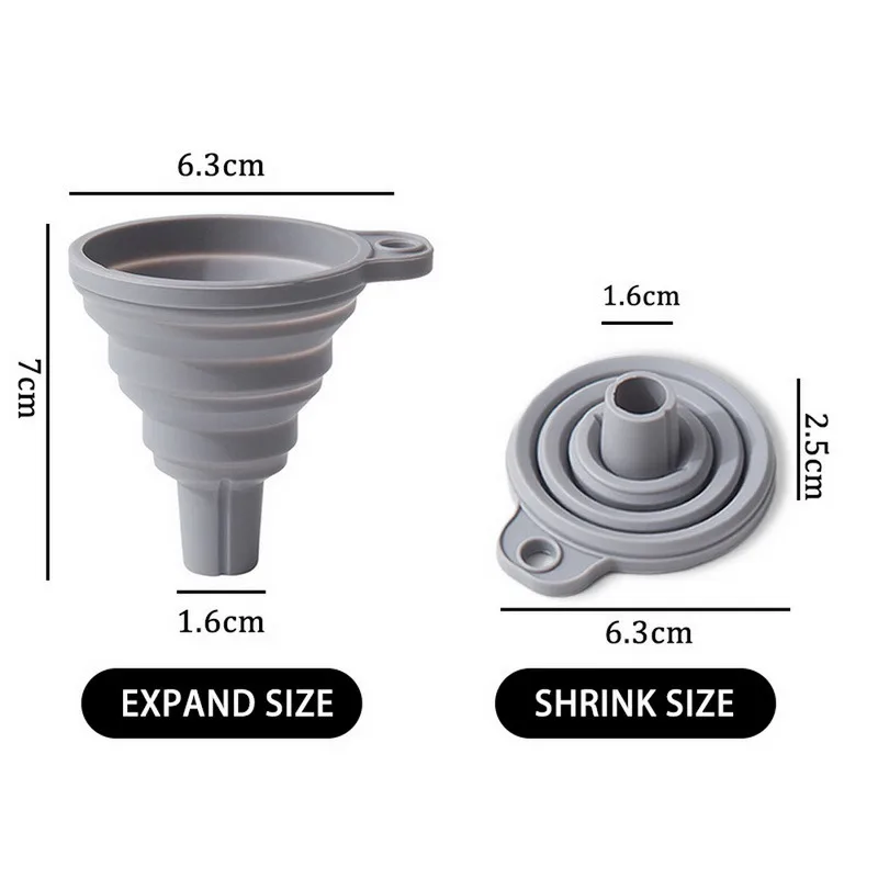 

1pcs Mini Foldable Funnel Silicone Collapsible Funnel Folding Portable Funnels Be Hung Household Liquid Dispensing Kitchen Tools