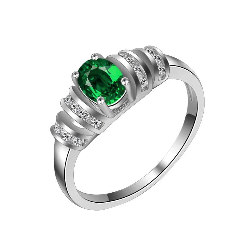 

Vintage Emerald Engagement Rings Wedding Trendy Jewelry Simple Stylish Finger Rings Anillos for Women Best Gift