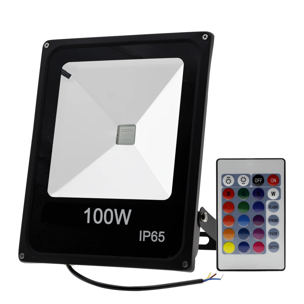 100W Светодиодный прожектор 220 В, 10 Вт, 20 Вт, 30 Вт, 50 Вт, RGB прожектор, наружный водонепроницаемый прожектор, отражатель с дистанционным управлением для сада - Испускаемый цвет: 100W