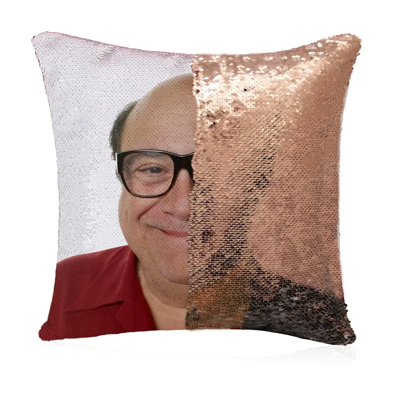 gold Блесток Подушка «русалка» крышка Danny Devito Уход За Кожей Лица Забавные двухсторонняя волшебная, скидка, накидка для подушки, Цвет изменения 16x16 - Цвет: gold