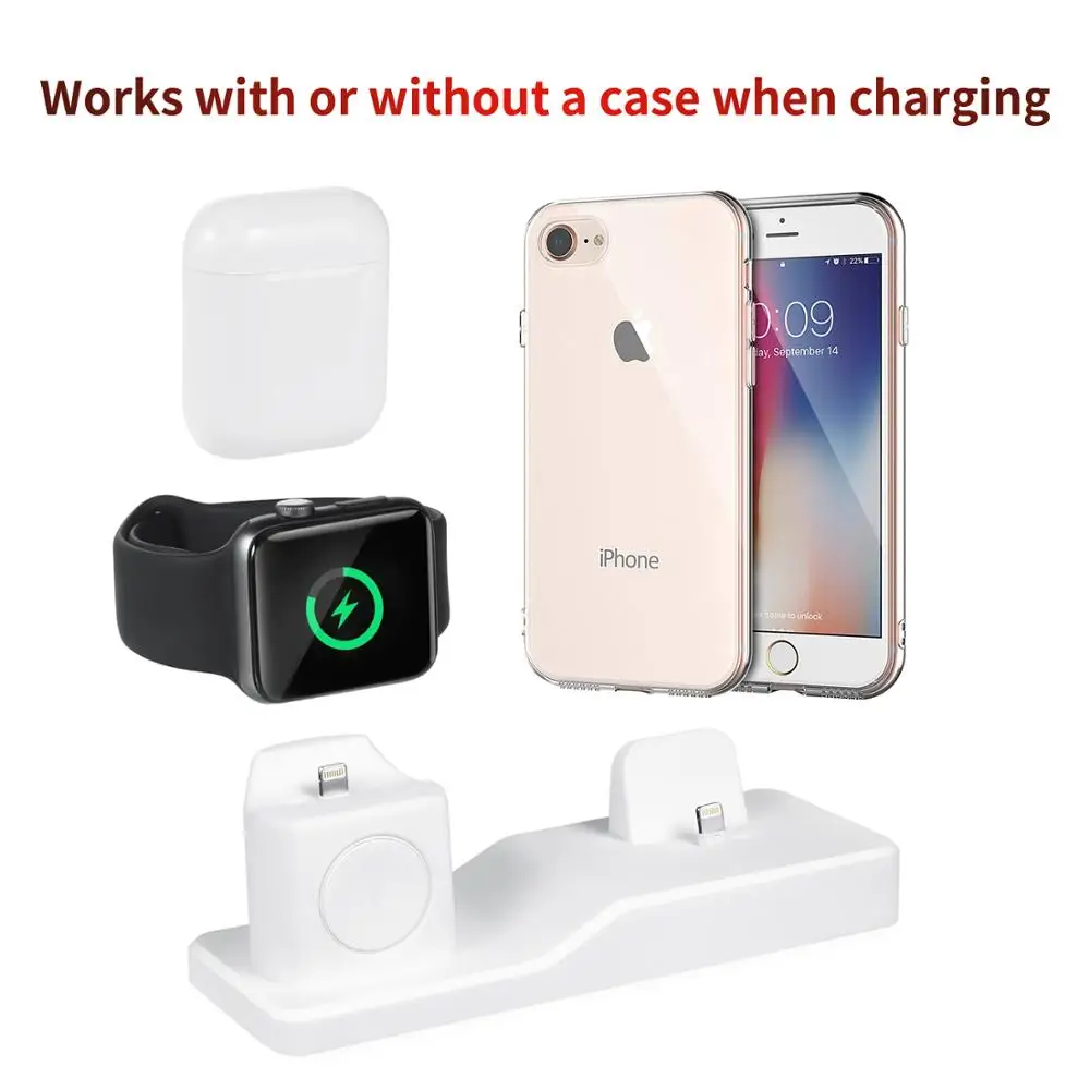 3 в 1 зарядная док-станция держатель для Iphone X XS Iphone 8 Iphone 7 Iphone 6 Силиконовое зарядное устройство Подставка док-станция Apple watch Airpods