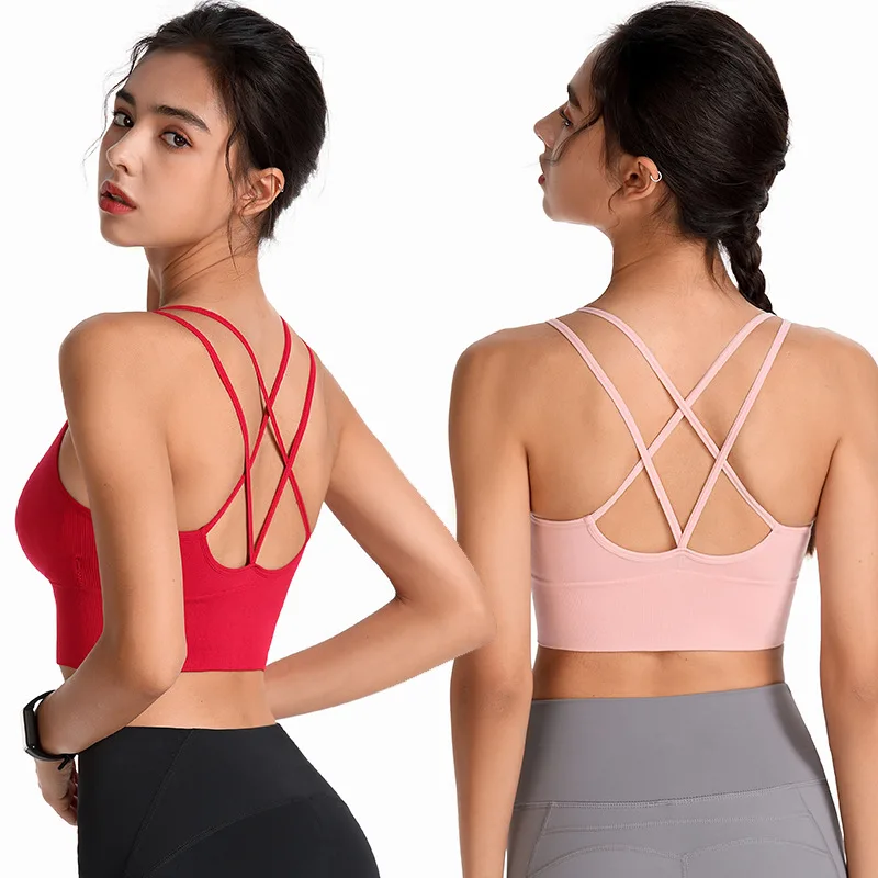 

Plus Size Women Cross Back Sports Bra Shake Proof Yoga Fitness Clothing