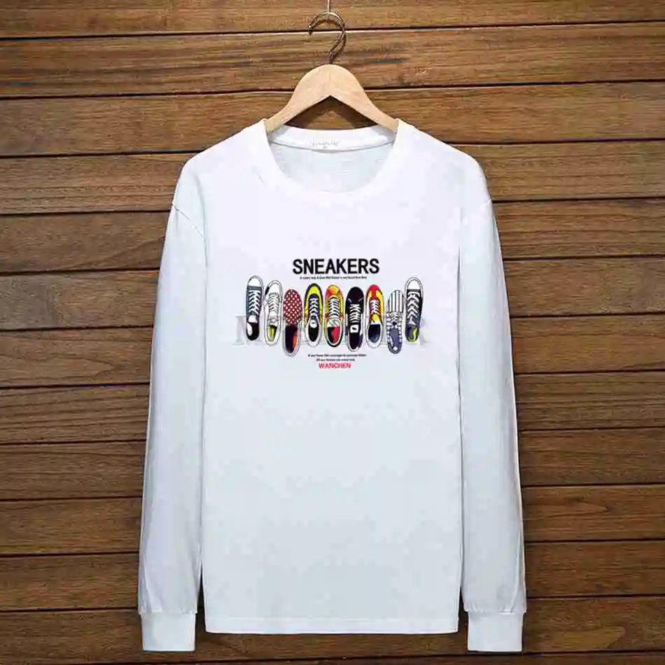 Футболка мужская с длинным рукавом хлопковая Свободная рубашка большие размеры