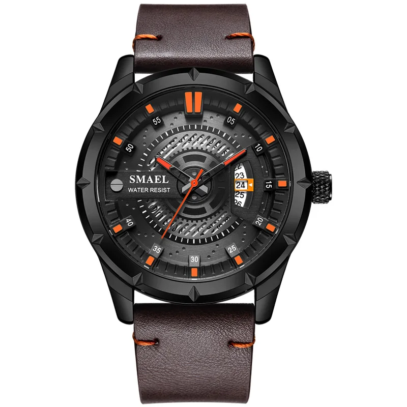 Black Orange Спортивные мужские часы SMAEL, водонепроницаемые, 50 м, военные часы с будильником, хронограф, кварцевые наручные часы, секундомер, Relogio Masculino 1545 - Цвет: Black Orange