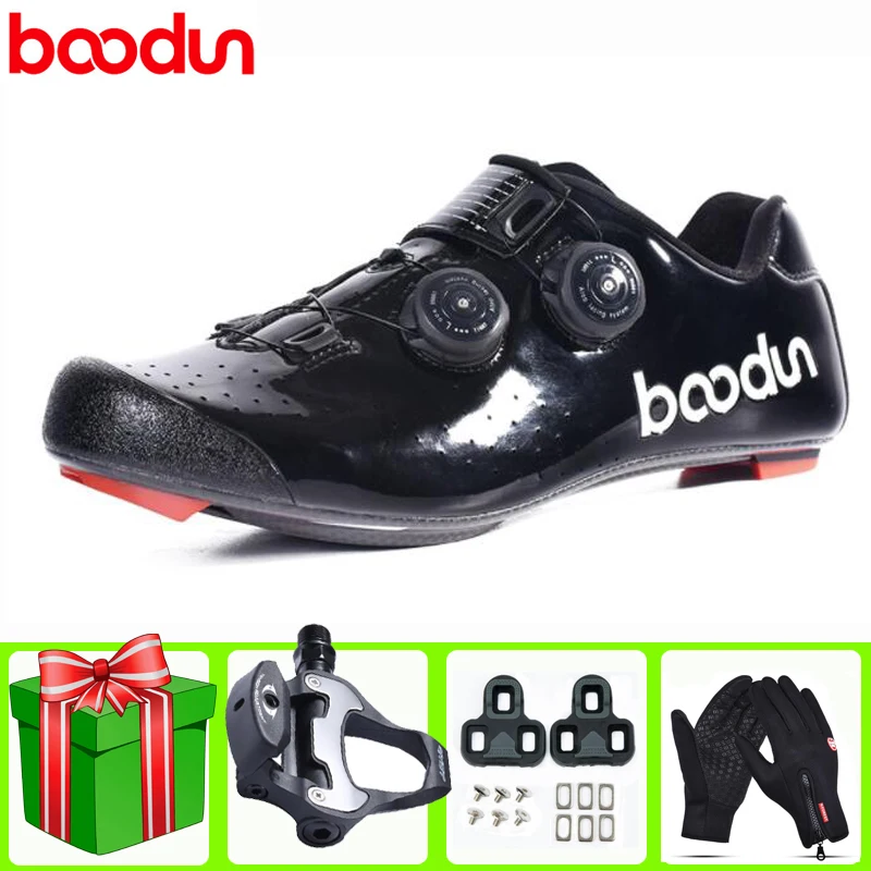 

Boodun Carbon Fiber Road Cycling Shoes Men Sapatilha Ciclismo Add Pedal Set Riding Breathable Auto-Lock Bike Bicycle Bicicleta