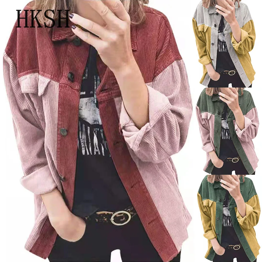 

Women Shirt Fashion Knit V Neck Corduroy Loose Long Sleeve Swerter Tops Autumn Winter Oversized Sweater Women