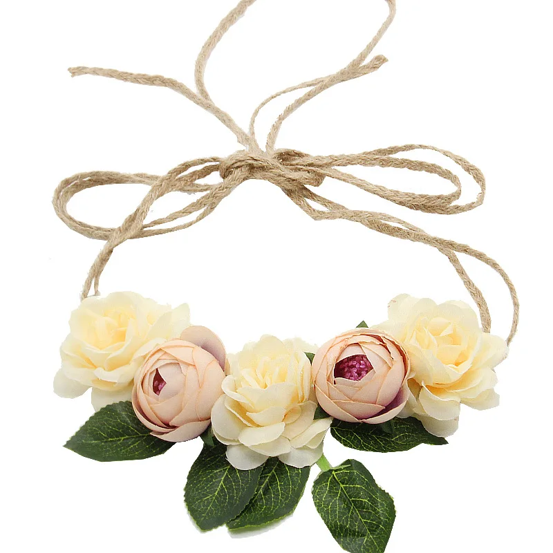 

Ladies Flower Garland Headgear Hair Loop Seaside Holiday Headband Photography Bride Bridesmaid Accessories Head Ribbon Hairbands