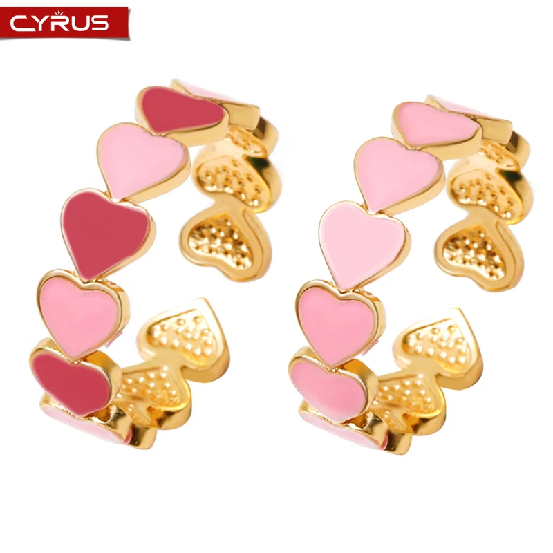 

Colorful Enamel Heart Rings for Women Vintage Metal Love Surrounded Opening Ring Girls Cute Wedding Gift Boho Jewelry Wholesale