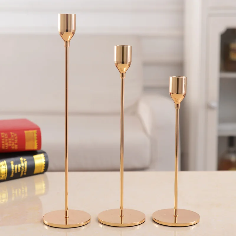 S Rose Gold Iron Candlestick Candelabra Wedding Dinner Christmas Decoration
