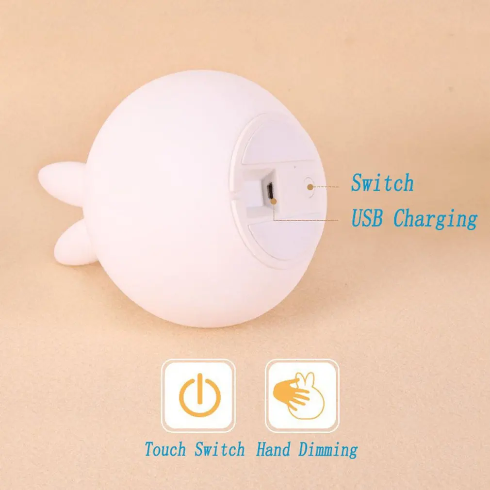 Силиконовый светодиодный ночсветильник для детей лампа в виде кролика с