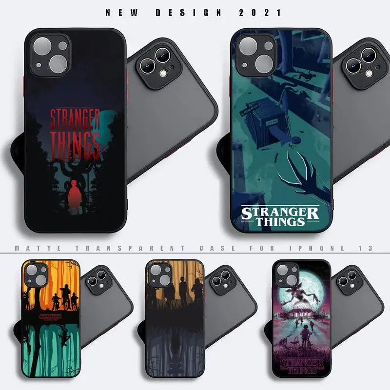 

Stranger Things Movie Thriller Phone Case Black Color Matte Transparent For iPhone 13 12 11 X XR XS Pro Max Mini 7 8 Plus