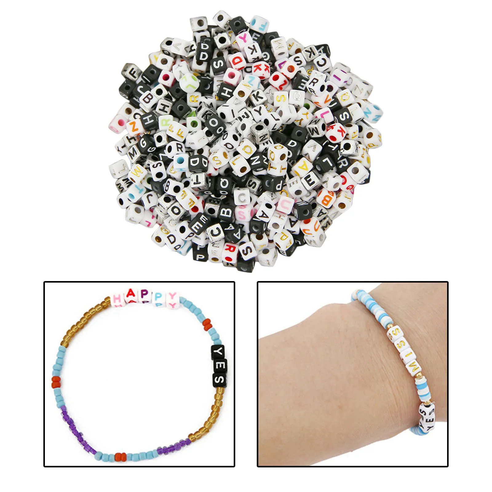 Set of 1200 5mm Sorted Cube Acrylic A-Z Alphabet Letters Beads Mixed DIY Handmade | Украшения и аксессуары