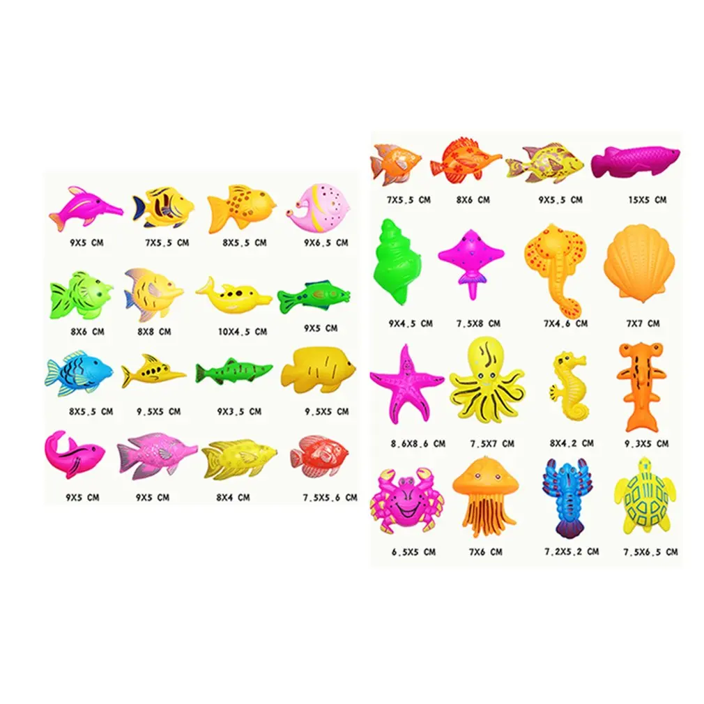 

39Pcs Set Plastic Magnetic Fishing Toys Baby Bath Toy Fishing Game 1 poor 2 Poles 2 Nets 35 Magnet Indoor Outdoor Fishing Toy