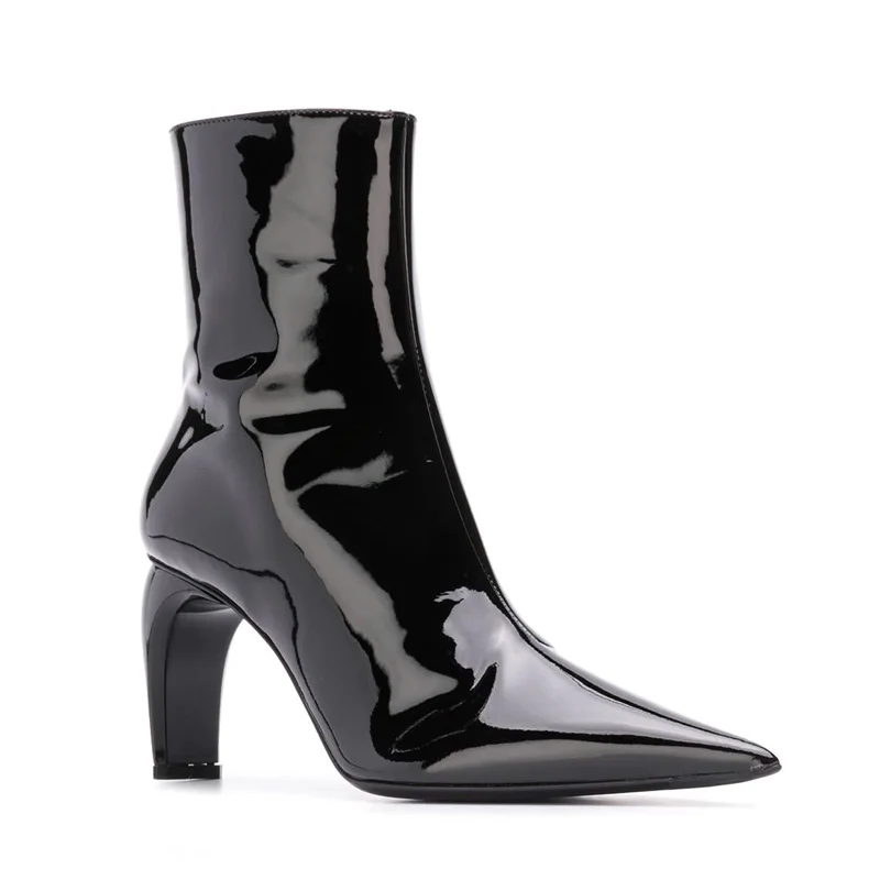 Женские зимние ботильоны на высоком каблуке дизайнерские туфли-лодочки шпильке