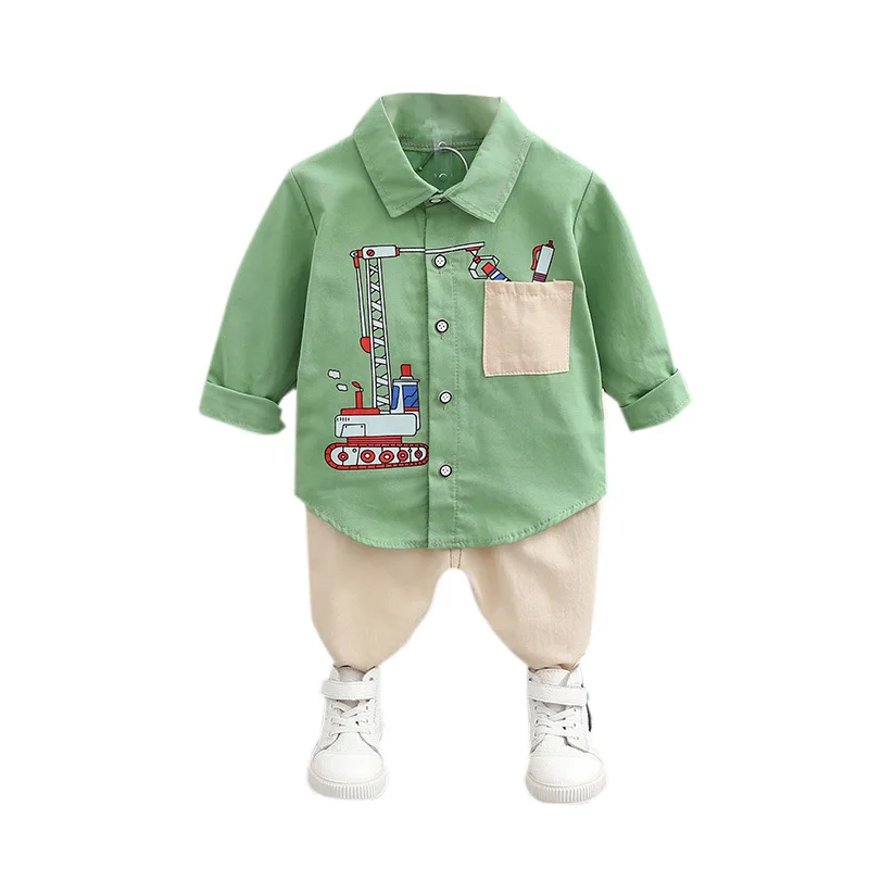 Детская одежда для отдыха на осень рубашка с принтом маленьких мальчиков и