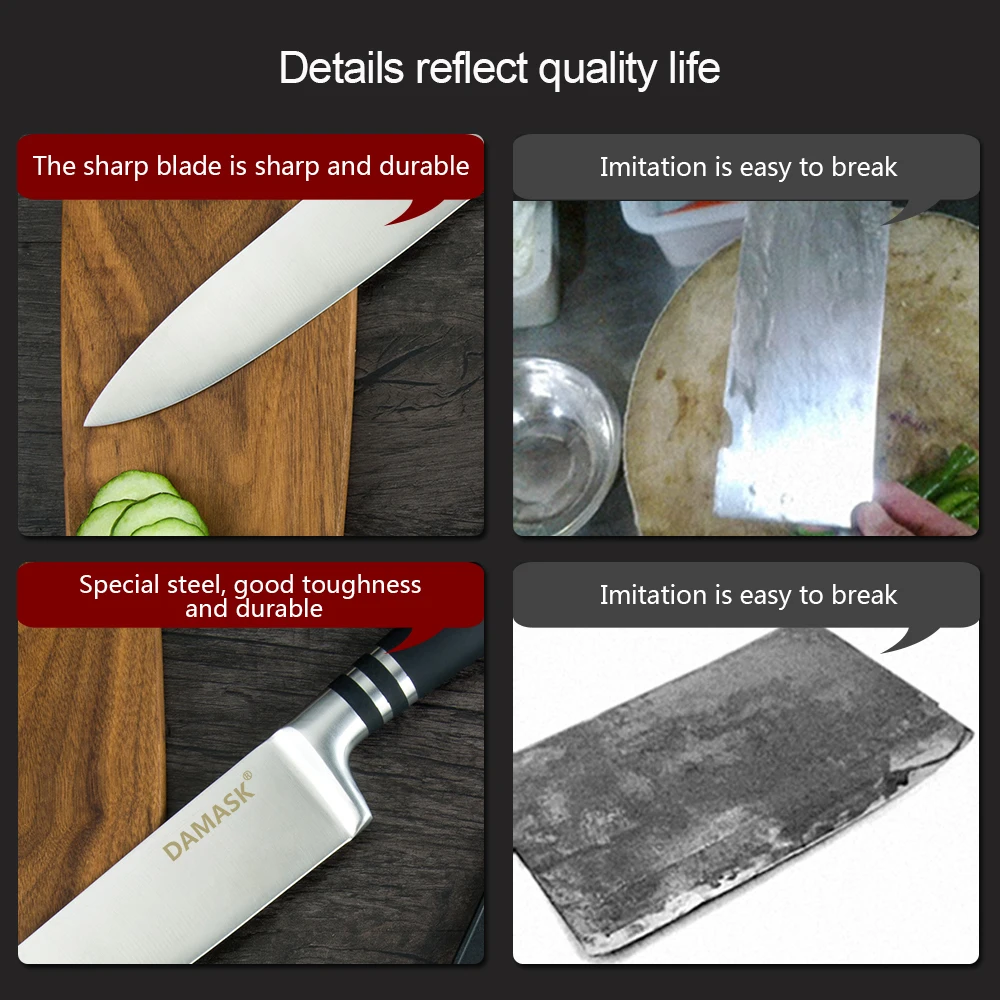 Набор дамасских кухонных ножей бесшовный стальной инструмент для сварки нарезки