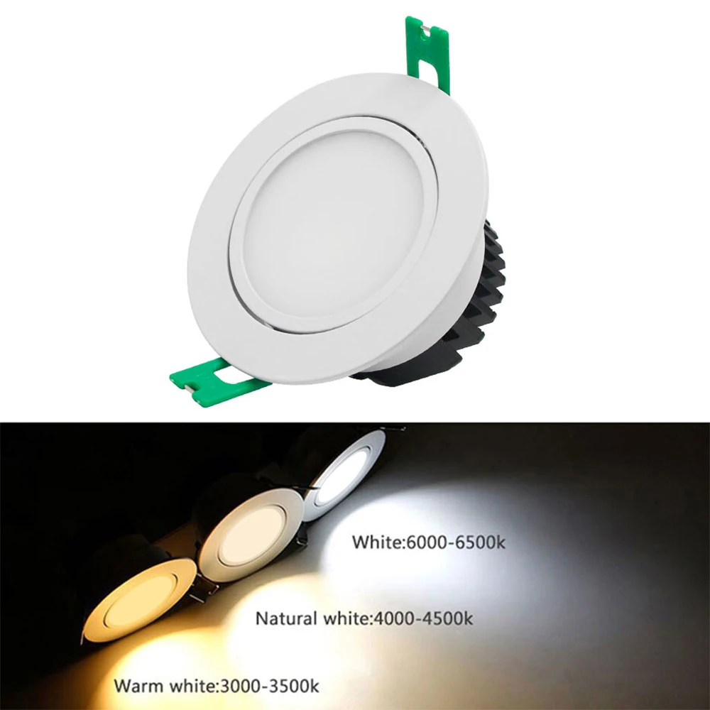 Epistar-foco empotrable para techo, luz ajustable, 7W/9W/12W/15W/18W, foco LED COB, regulable, 3000K/6000K, decoración del hogar