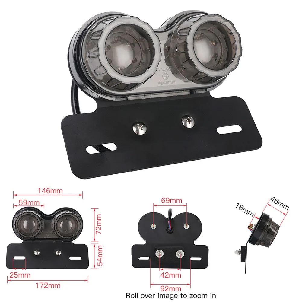 1pc Motorcycle LED Dual Twin Brake Tail Turn Signal License Plate Integrated Light Indicator For ATVs Dirt Bike Custom Chopper |