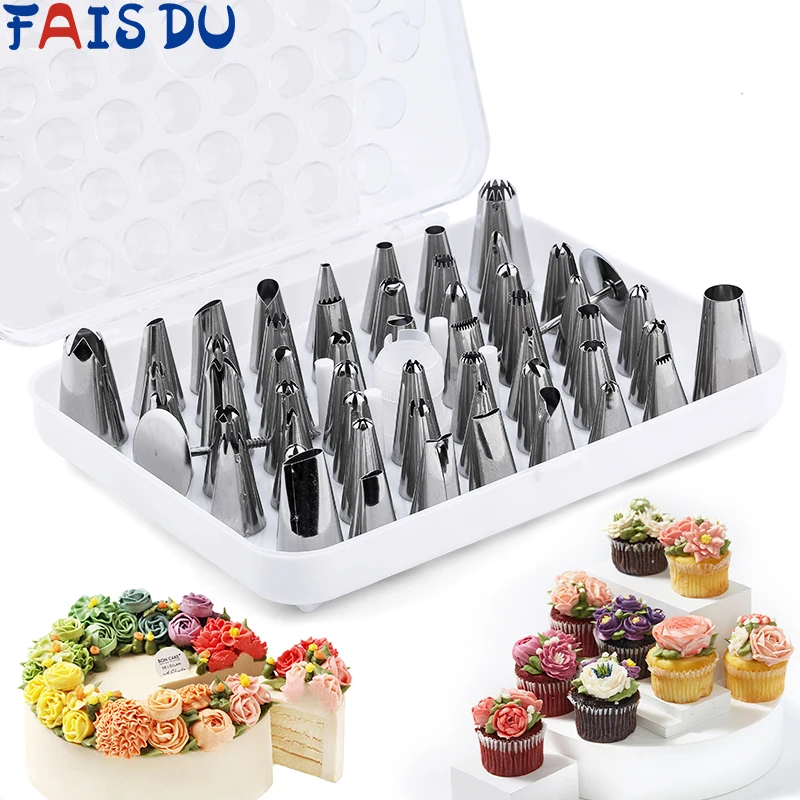 

52pcs/set Cake Decorating Tips Set With Storage Box Piping Nozzles Pastry Nozzles Baking Accessories Cake Decoration Tools