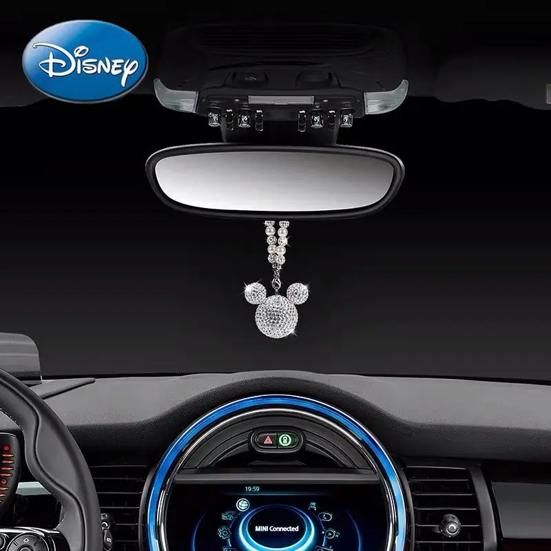 

Disney Mickey Mouse Car Crystal Rearview Mirror Pendant Minnie Car Decoration Accessories Car Jewelry Decoration