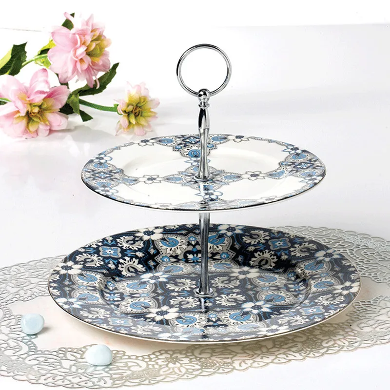 2 яруса новая тарелка для фруктов из костяного фарфора стойка хранения десертов