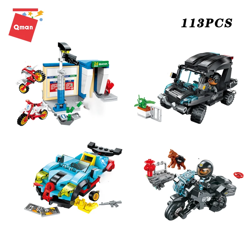 Набор строительных блоков QMAN Friends городская полиция бульдозер строительный