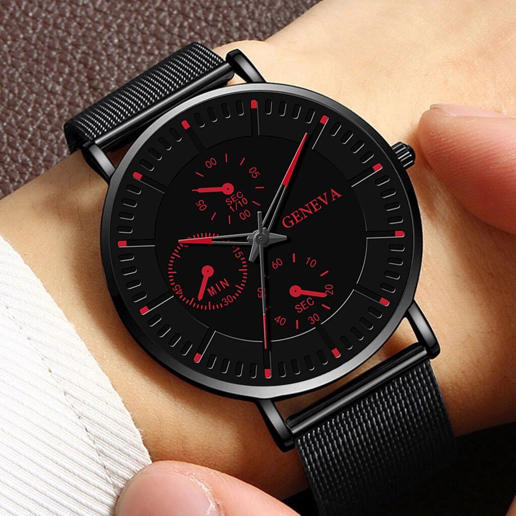 2021 New Fashion Minimalistic Watches For Men Quartz Men's Watch Business Leisure Parity Stainless Steel Mesh Belt Reloj Hombre