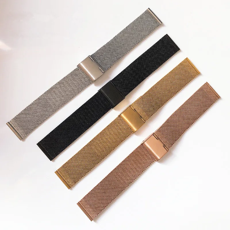 16mm 18mm 20mm 22mm Universal Milanese Watchbands Quick Release Watch Band Mesh Stainless Steel Strap Wrist Belt Bracelet Silver